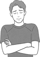 男性が腕を組んで悩んでる