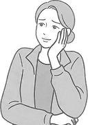 女性が腕を組んで悩んでる